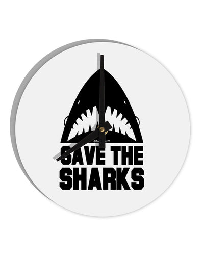 Save The Sharks 10 InchRound Wall Clock-Wall Clock-TooLoud-White-Davson Sales