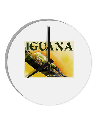 Iguana Watercolor Text 10 InchRound Wall Clock-Wall Clock-TooLoud-White-Davson Sales