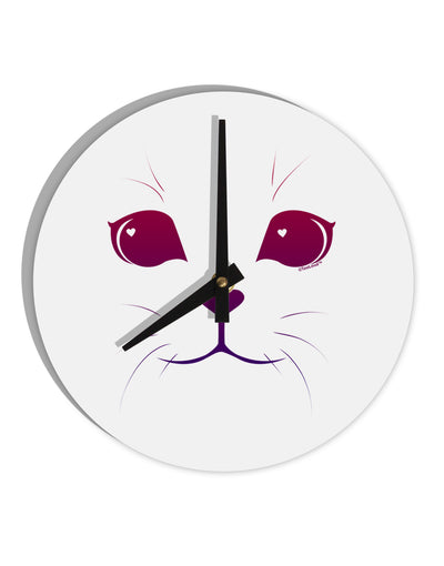 Heart Kitten 10 InchRound Wall Clock by TooLoud-Wall Clock-TooLoud-White-Davson Sales