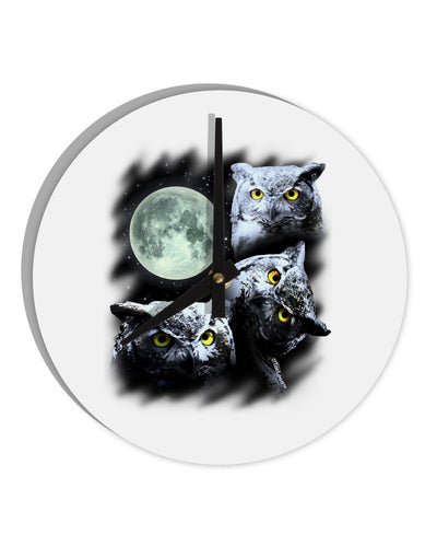 Three Owls and Moon 10 InchRound Wall Clock-Wall Clock-TooLoud-White-Davson Sales