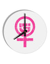 Pink Distressed Feminism Symbol 10 InchRound Wall Clock-Wall Clock-TooLoud-White-Davson Sales