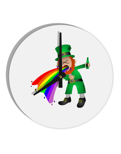 Puking Rainbow Leprechaun 10 InchRound Wall Clock-Wall Clock-TooLoud-White-Davson Sales