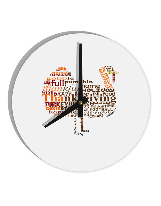 Turkey Typography 10 InchRound Wall Clock-Wall Clock-TooLoud-White-Davson Sales