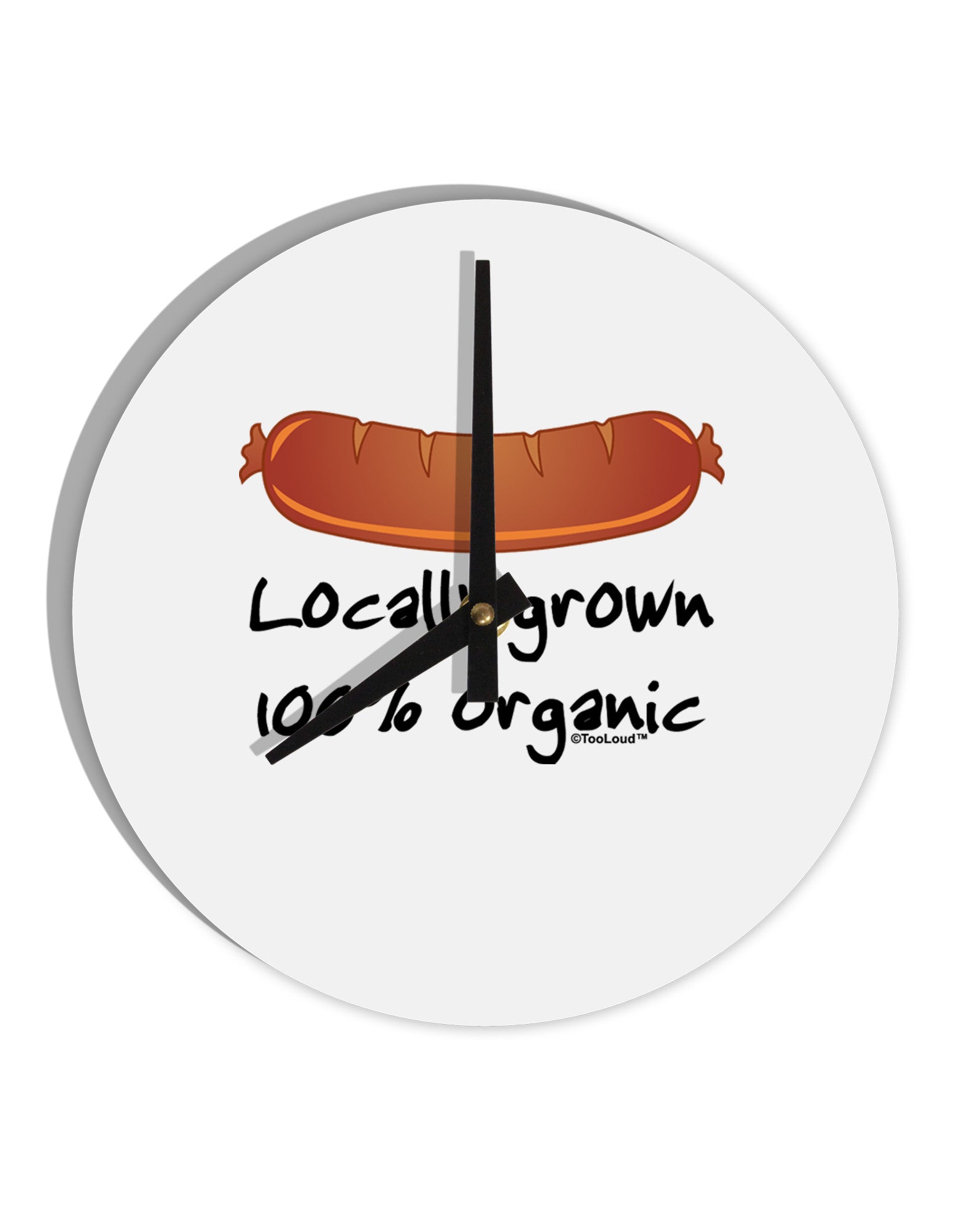 Locally Grown Organic Sausage 10 InchRound Wall Clock-Wall Clock-TooLoud-White-Davson Sales