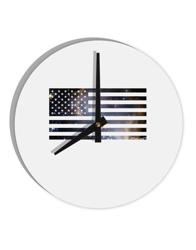 American Flag Galaxy 10 InchRound Wall Clock by TooLoud-Wall Clock-TooLoud-White-Davson Sales