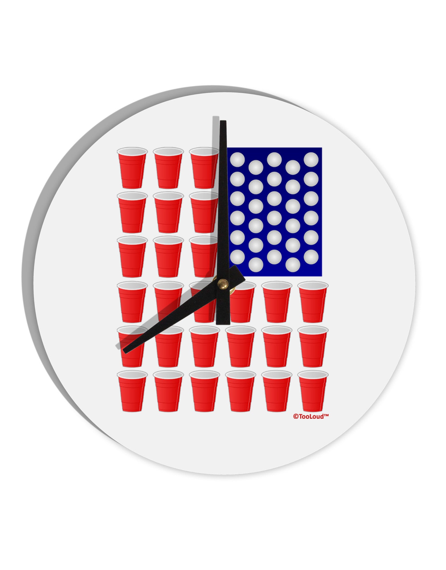 Beer Pong Flag 10 InchRound Wall Clock-Wall Clock-TooLoud-White-Davson Sales