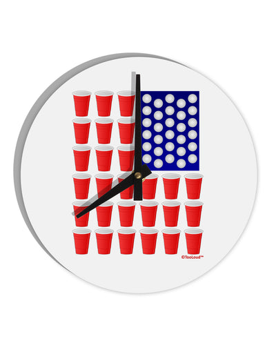 Beer Pong Flag 10 InchRound Wall Clock-Wall Clock-TooLoud-White-Davson Sales