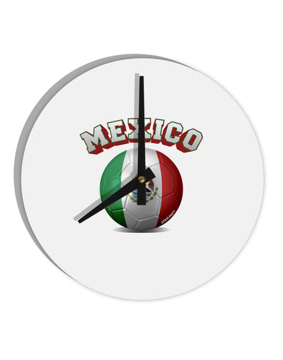 Soccer Ball Flag - Mexico 10 InchRound Wall Clock-Wall Clock-TooLoud-White-Davson Sales