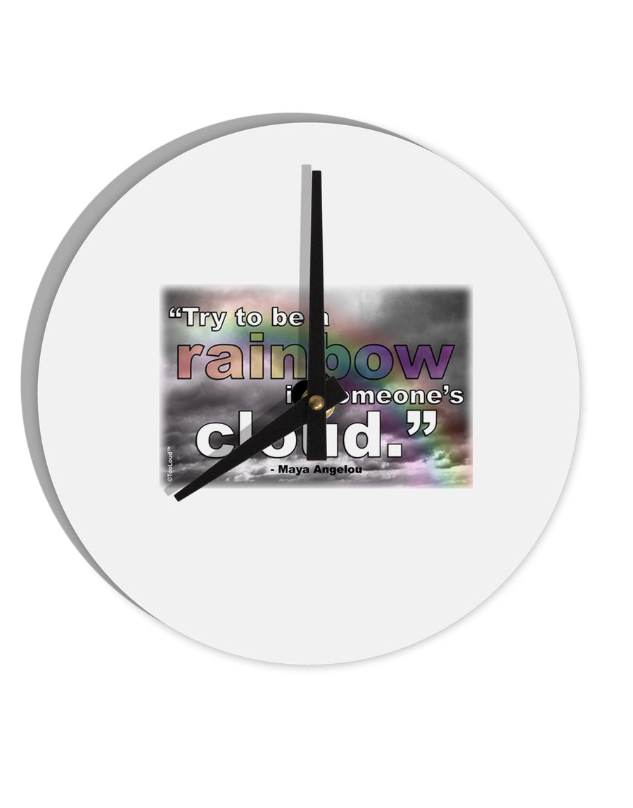 Rainbow in Cloud M Angelou 10 InchRound Wall Clock by TooLoud-Wall Clock-TooLoud-White-Davson Sales