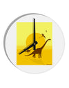 Brontosaurus and Pterodactyl Silhouettes with Sun 10 InchRound Wall Clock by TooLoud-Wall Clock-TooLoud-White-Davson Sales