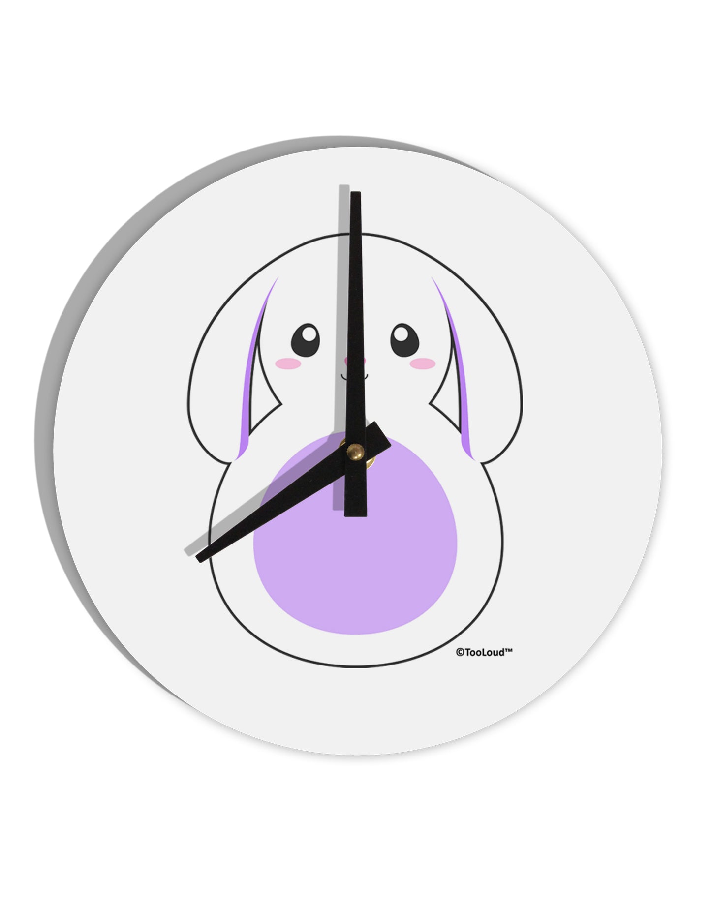 Cute Bunny with Floppy Ears - Purple 10 InchRound Wall Clock by TooLoud-Wall Clock-TooLoud-White-Davson Sales