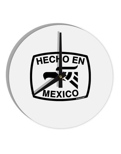 Hecho en Mexico Eagle Symbol with Text 10 InchRound Wall Clock by TooLoud-Wall Clock-TooLoud-White-Davson Sales