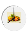 Watercolor Fruit Bowl 2 10 InchRound Wall Clock-Wall Clock-TooLoud-White-Davson Sales