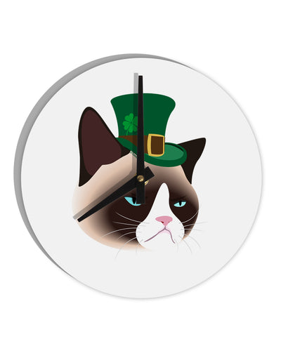 Leprechaun Disgruntled Cat 10 InchRound Wall Clock-Wall Clock-TooLoud-White-Davson Sales