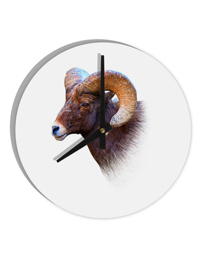 Majestic Bighorn Ram 10 InchRound Wall Clock-Wall Clock-TooLoud-White-Davson Sales