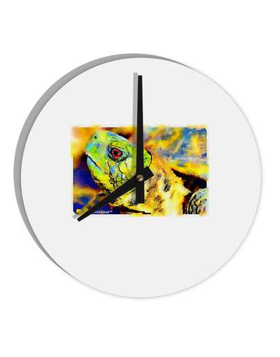 Menacing Turtle Watercolor 10 InchRound Wall Clock-Wall Clock-TooLoud-White-Davson Sales