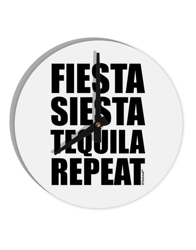 Fiesta Siesta Tequila Repeat 10 InchRound Wall Clock by TooLoud-Wall Clock-TooLoud-White-Davson Sales