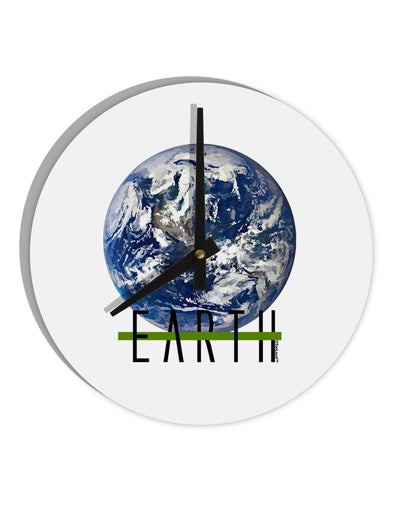 Planet Earth Text 10 InchRound Wall Clock by TooLoud-Wall Clock-TooLoud-White-Davson Sales