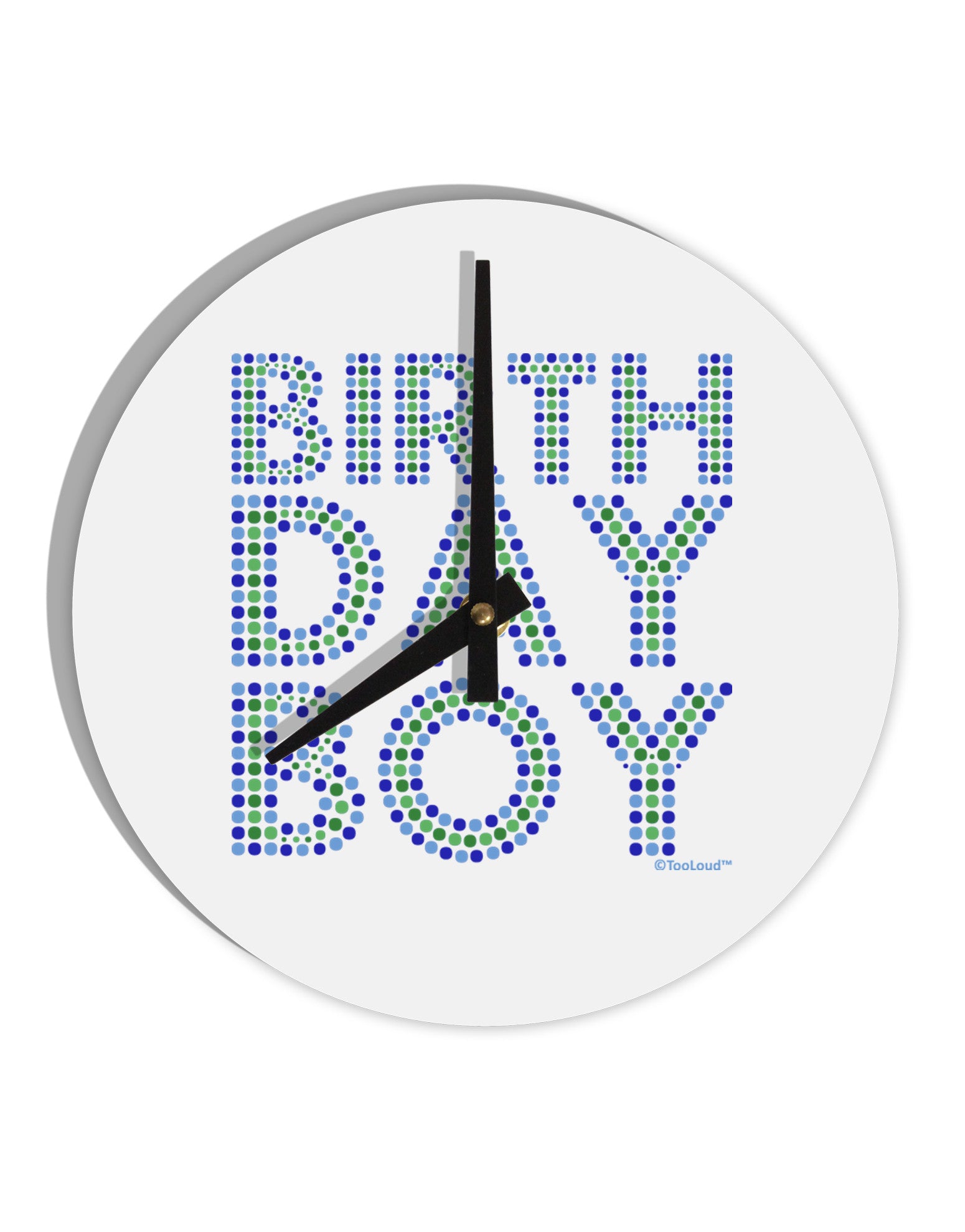 Birthday Boy - Blue and Green Dots 10 InchRound Wall Clock by TooLoud-Wall Clock-TooLoud-White-Davson Sales