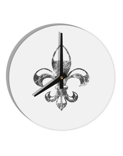 Distressed Fleur de Lis 10 InchRound Wall Clock-Wall Clock-TooLoud-White-Davson Sales