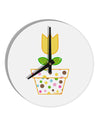 Easter Tulip Design - Yellow 10 InchRound Wall Clock by TooLoud-Wall Clock-TooLoud-White-Davson Sales