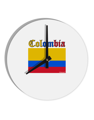 Colombia Flag 10 InchRound Wall Clock-Wall Clock-TooLoud-White-Davson Sales