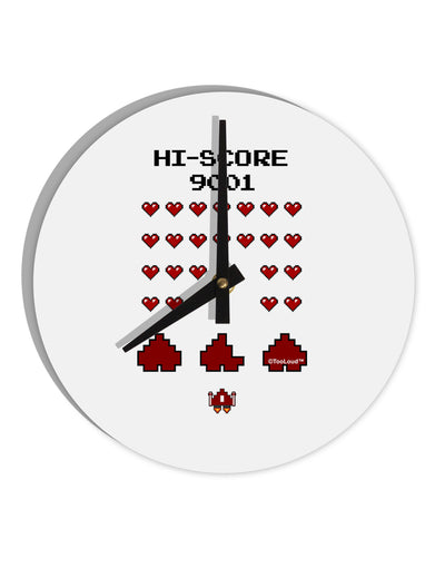 Pixel Heart Invaders Design 10 InchRound Wall Clock-Wall Clock-TooLoud-White-Davson Sales