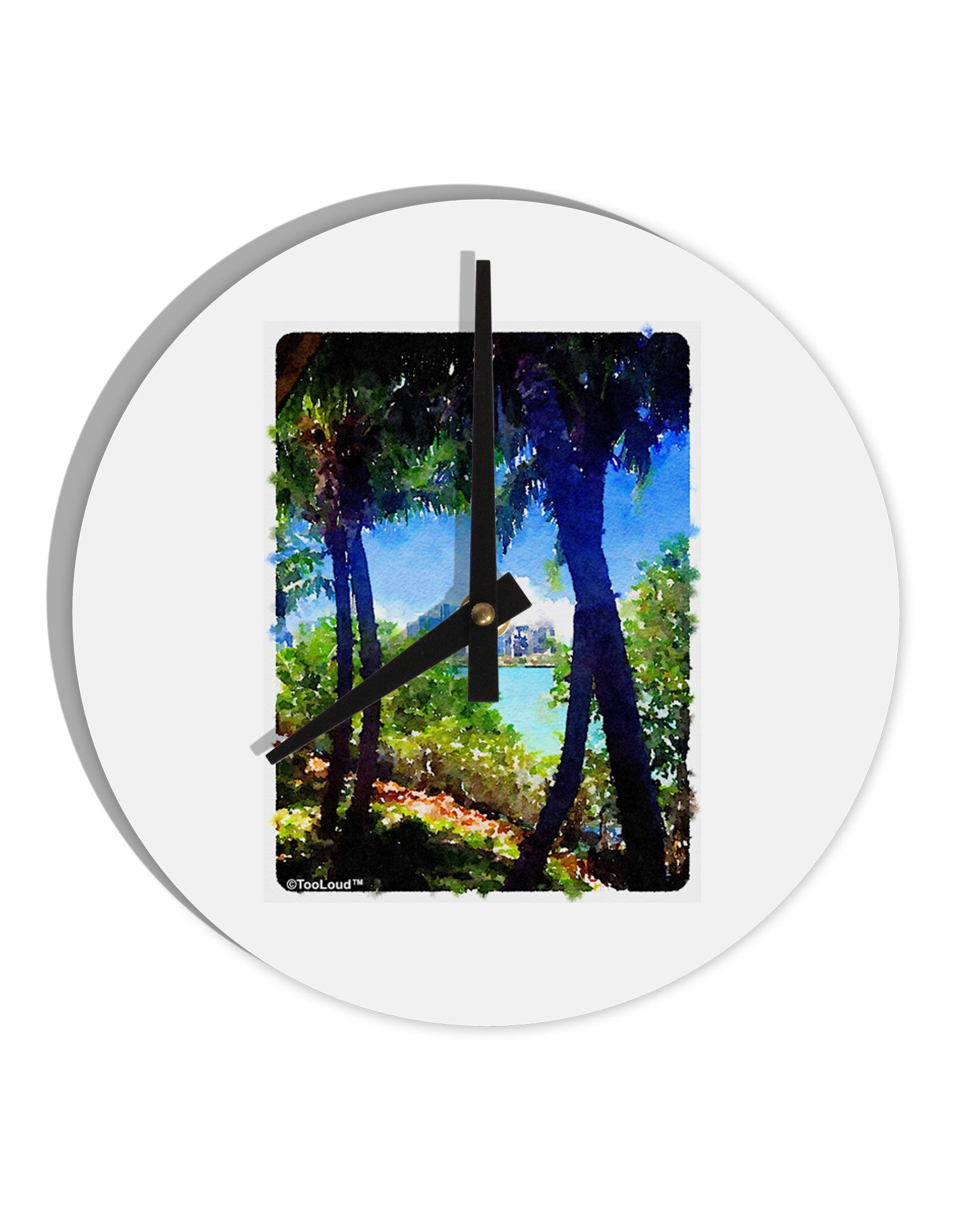 Tropical Skyline 10 InchRound Wall Clock-Wall Clock-TooLoud-White-Davson Sales