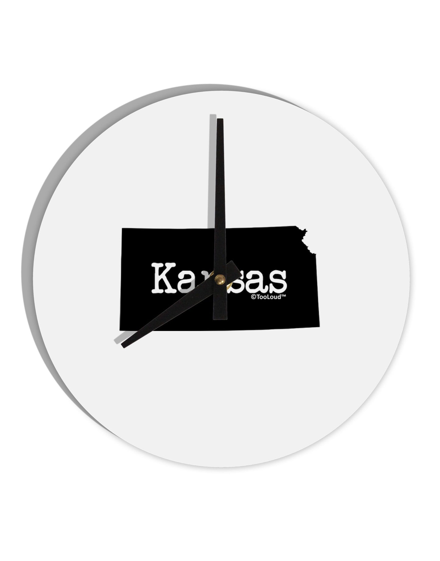 Kansas - United States Shape 10 InchRound Wall Clock-Wall Clock-TooLoud-White-Davson Sales