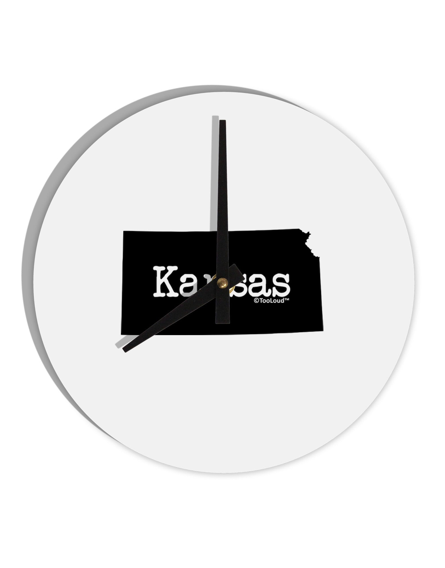 Kansas - United States Shape 10 InchRound Wall Clock-Wall Clock-TooLoud-White-Davson Sales