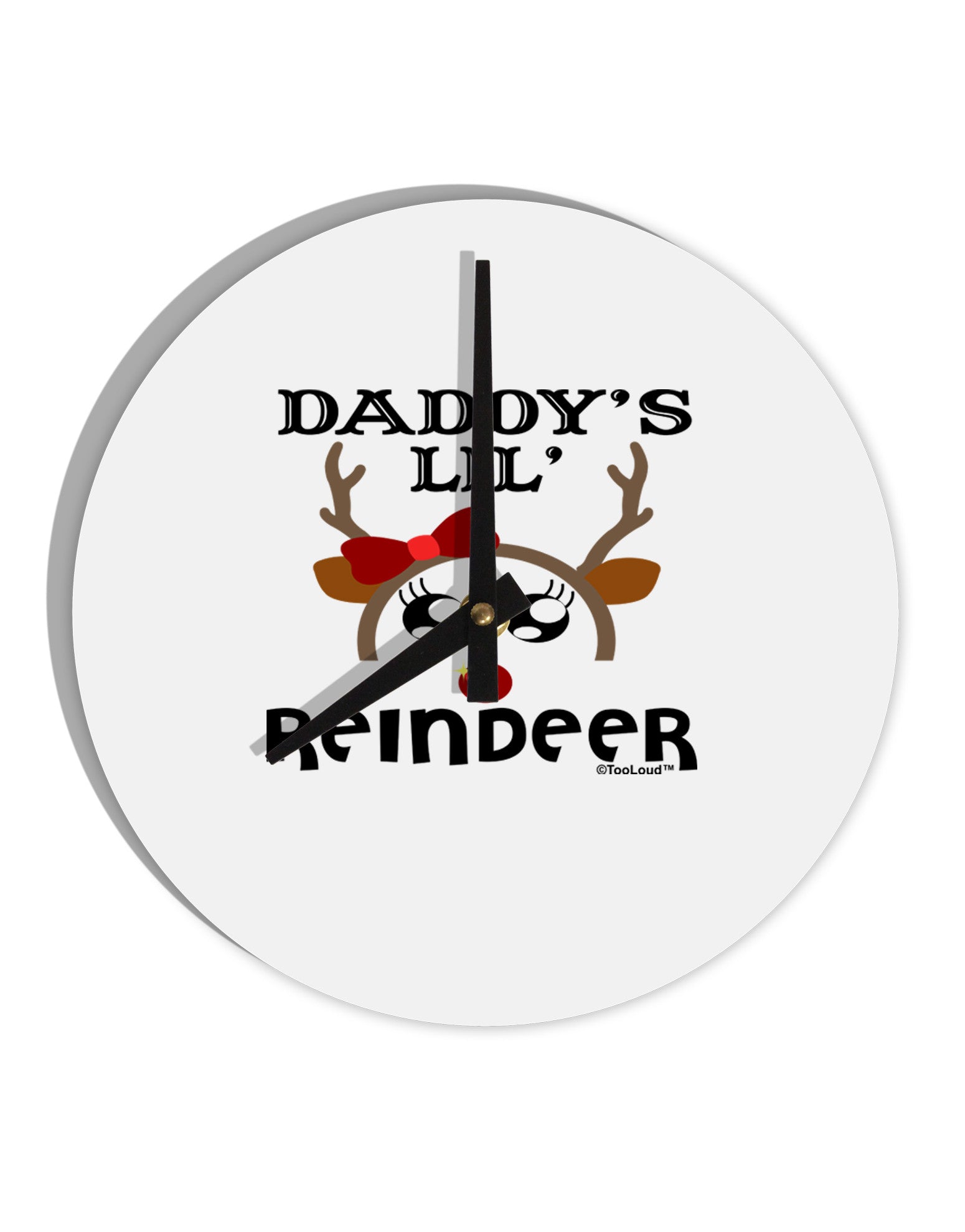 Daddy's Lil Reindeer Girl 10 InchRound Wall Clock-Wall Clock-TooLoud-White-Davson Sales