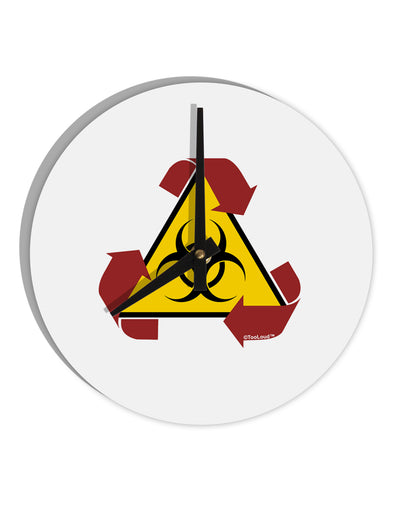 Recycle Biohazard Sign 10 InchRound Wall Clock by TooLoud-Wall Clock-TooLoud-White-Davson Sales