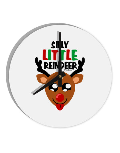 Silly Little Reindeer Matching Deer 10 InchRound Wall Clock-Wall Clock-TooLoud-White-Davson Sales