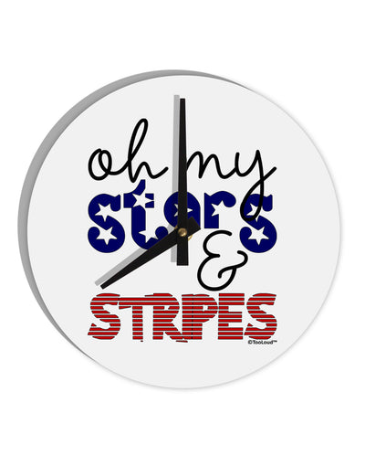 Oh My Stars and Stripes - Patriotic Design 10 InchRound Wall Clock-Wall Clock-TooLoud-White-Davson Sales