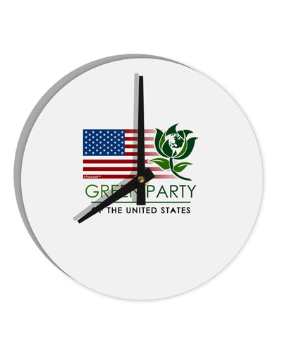 Green Party US Flag 10 InchRound Wall Clock-Wall Clock-TooLoud-White-Davson Sales