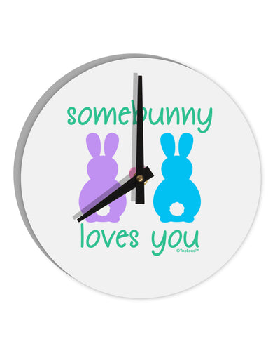 Somebunny Loves You 10 InchRound Wall Clock by TooLoud-Wall Clock-TooLoud-White-Davson Sales