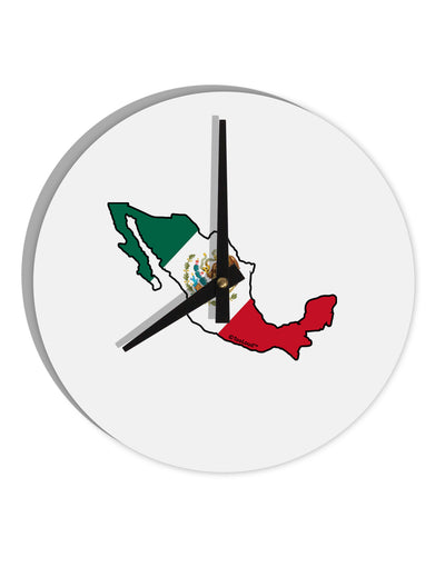 Mexico Outline - Mexican Flag 10 InchRound Wall Clock by TooLoud-Wall Clock-TooLoud-White-Davson Sales