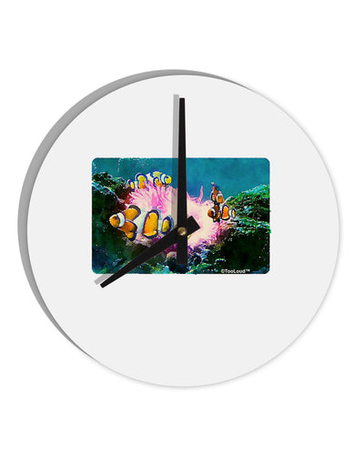 Clownfish Watercolor 10 InchRound Wall Clock-Wall Clock-TooLoud-White-Davson Sales