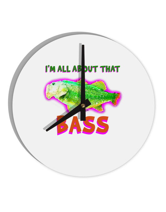 All About That Bass Fish Watercolor 10 InchRound Wall Clock-Wall Clock-TooLoud-White-Davson Sales