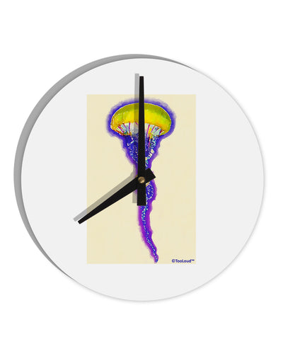 Jellyfish Outlined in Purple Watercolor 10 InchRound Wall Clock-Wall Clock-TooLoud-White-Davson Sales