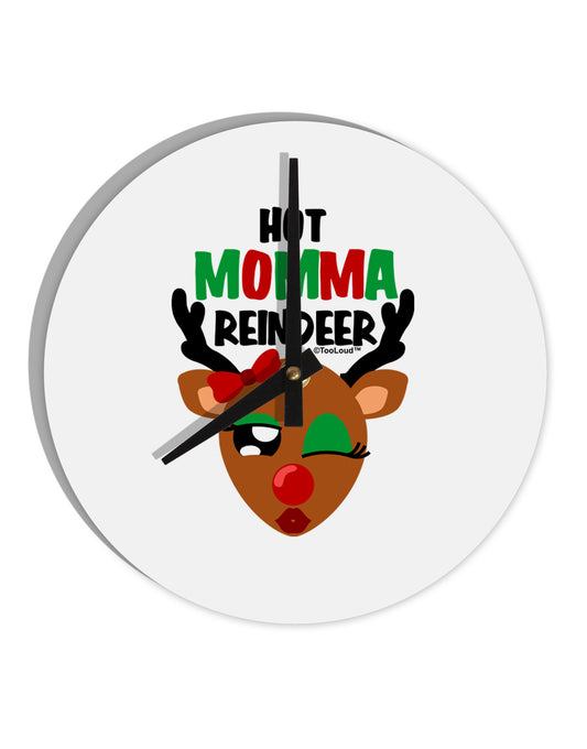 Hot Momma Reindeer Matching Deer 10 InchRound Wall Clock-Wall Clock-TooLoud-White-Davson Sales