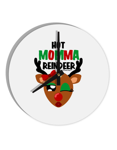 Hot Momma Reindeer Matching Deer 10 InchRound Wall Clock-Wall Clock-TooLoud-White-Davson Sales