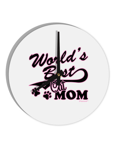 World's Best Cat Mom 10 InchRound Wall Clock by TooLoud-Wall Clock-TooLoud-White-Davson Sales