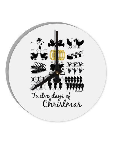 12 Days of Christmas Text Color 10 InchRound Wall Clock-Wall Clock-TooLoud-White-Davson Sales