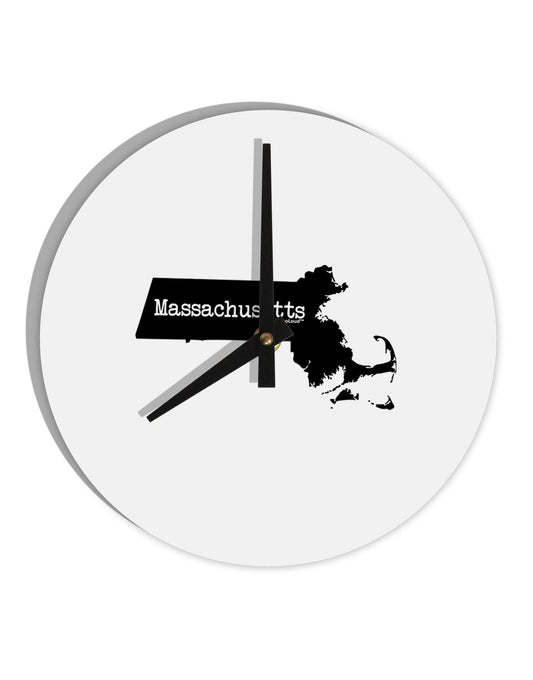 Massachusetts - United States Shape 10 InchRound Wall Clock-Wall Clock-TooLoud-White-Davson Sales