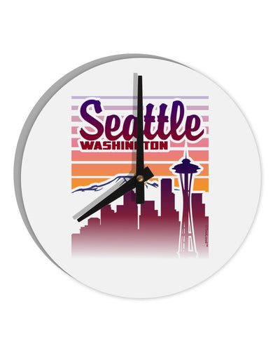 Seattle Washington Sunset 10 InchRound Wall Clock-Wall Clock-TooLoud-White-Davson Sales