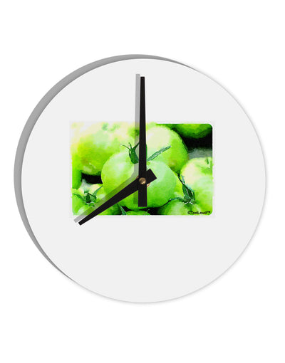 Watercolor Green Tomatoes 10 InchRound Wall Clock-Wall Clock-TooLoud-White-Davson Sales