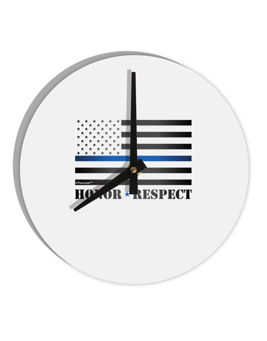 Honor Respect Blue Line 10 InchRound Wall Clock-Wall Clock-TooLoud-White-Davson Sales