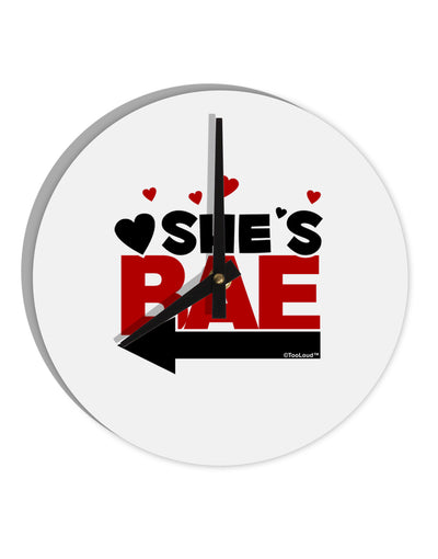 She's BAE - Left Arrow 10 InchRound Wall Clock-Wall Clock-TooLoud-White-Davson Sales