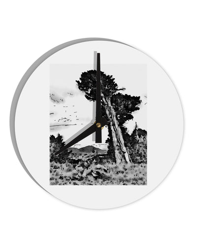 Colorado Landscape Watercolor BW 10 InchRound Wall Clock-Wall Clock-TooLoud-White-Davson Sales